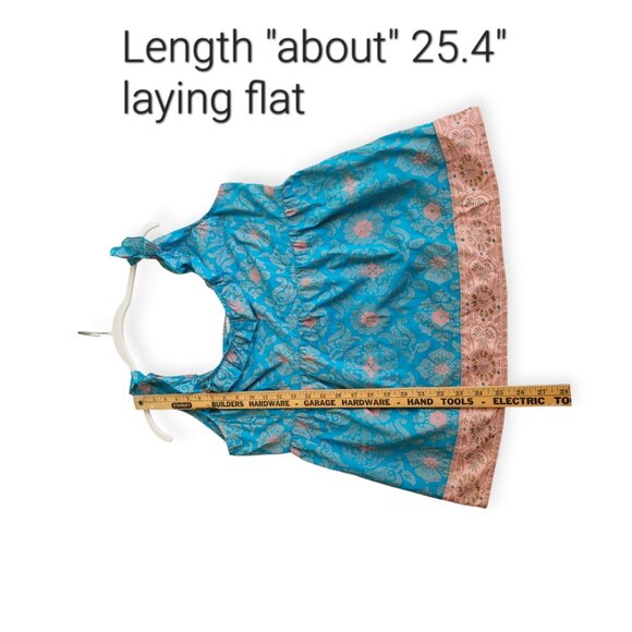 Coastal Boho Fairycore Blue Pink Cotton Sleeveless Tank Size 14 - Picture 8 of 10